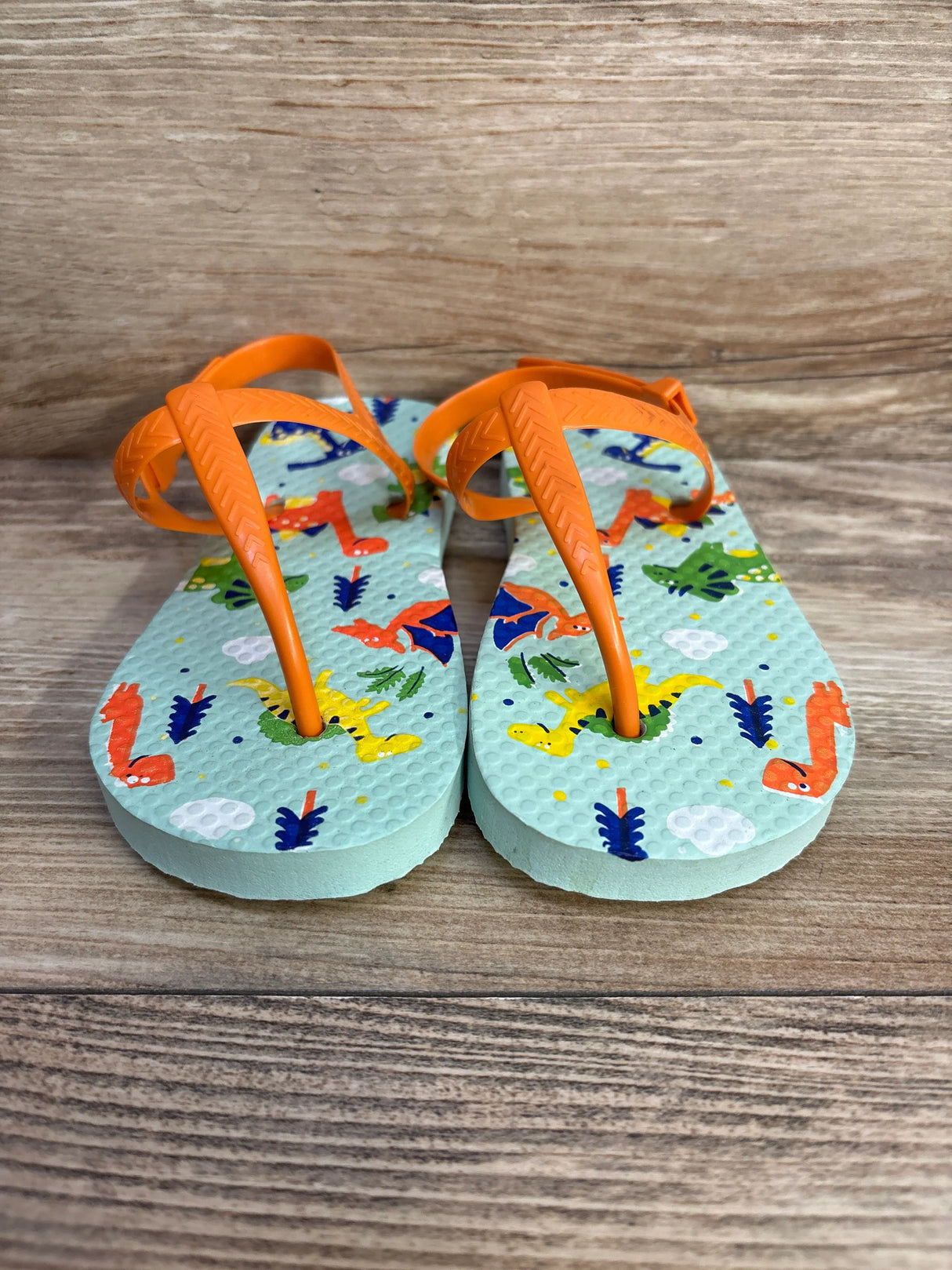 Dinosaur Flip Flops Orange sz 9/10 - Me n Mommy To Be