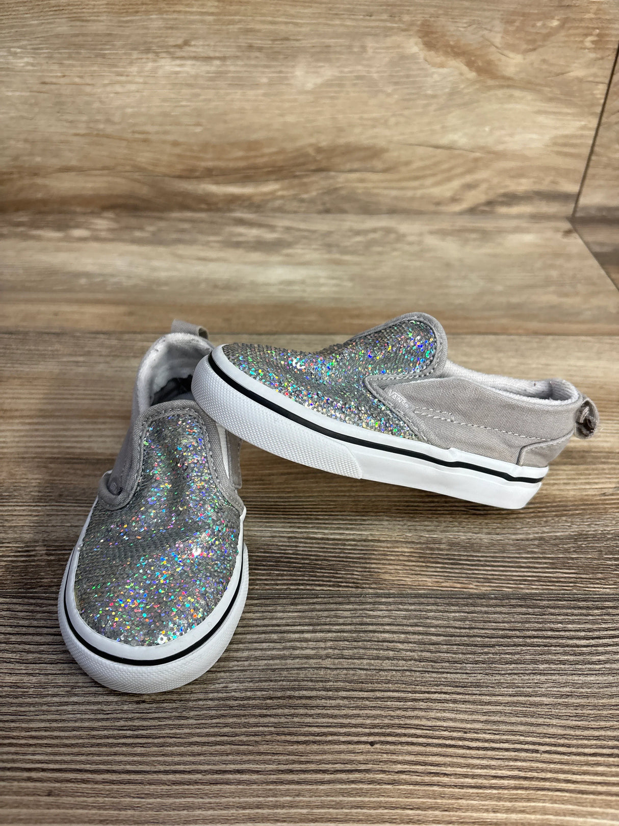 Vans Slip-On V Glittery Shoes Grey sz 7c