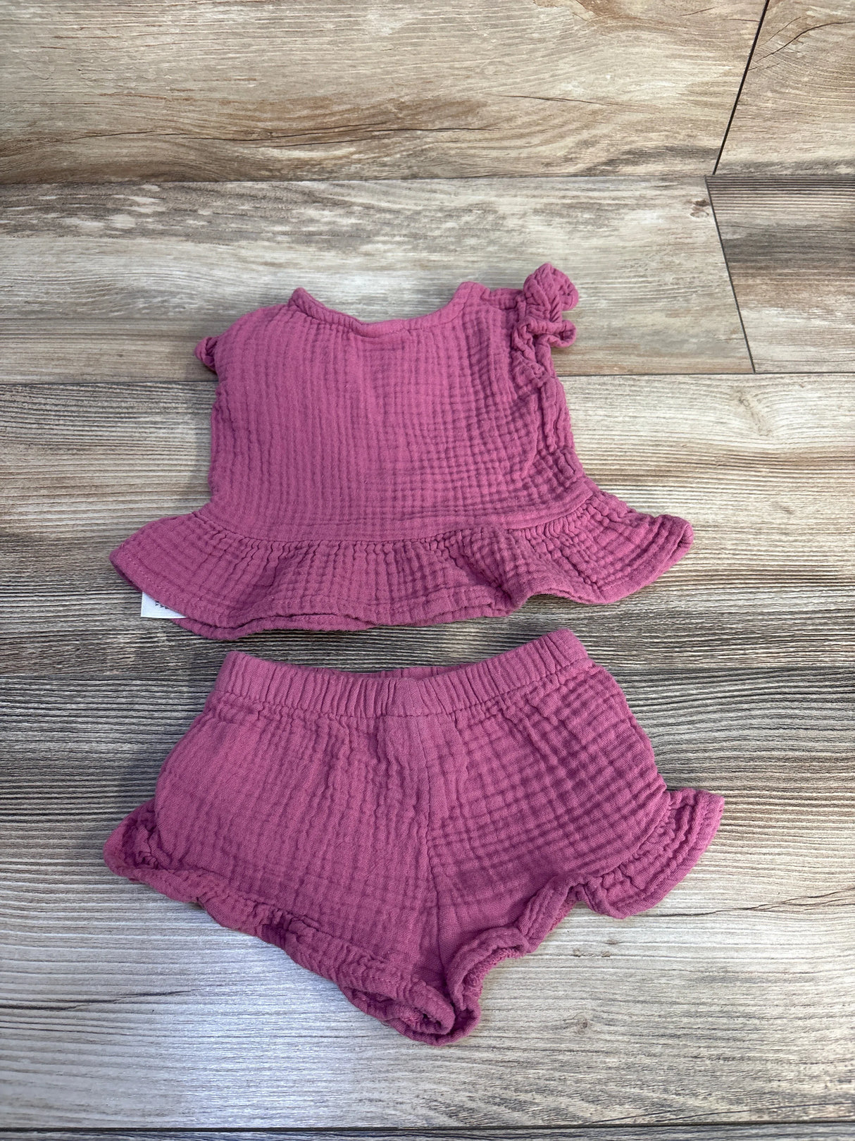 Cat & Jack 2pc Gauze Peplum Top & Shorts Set Pink sz 0-3m