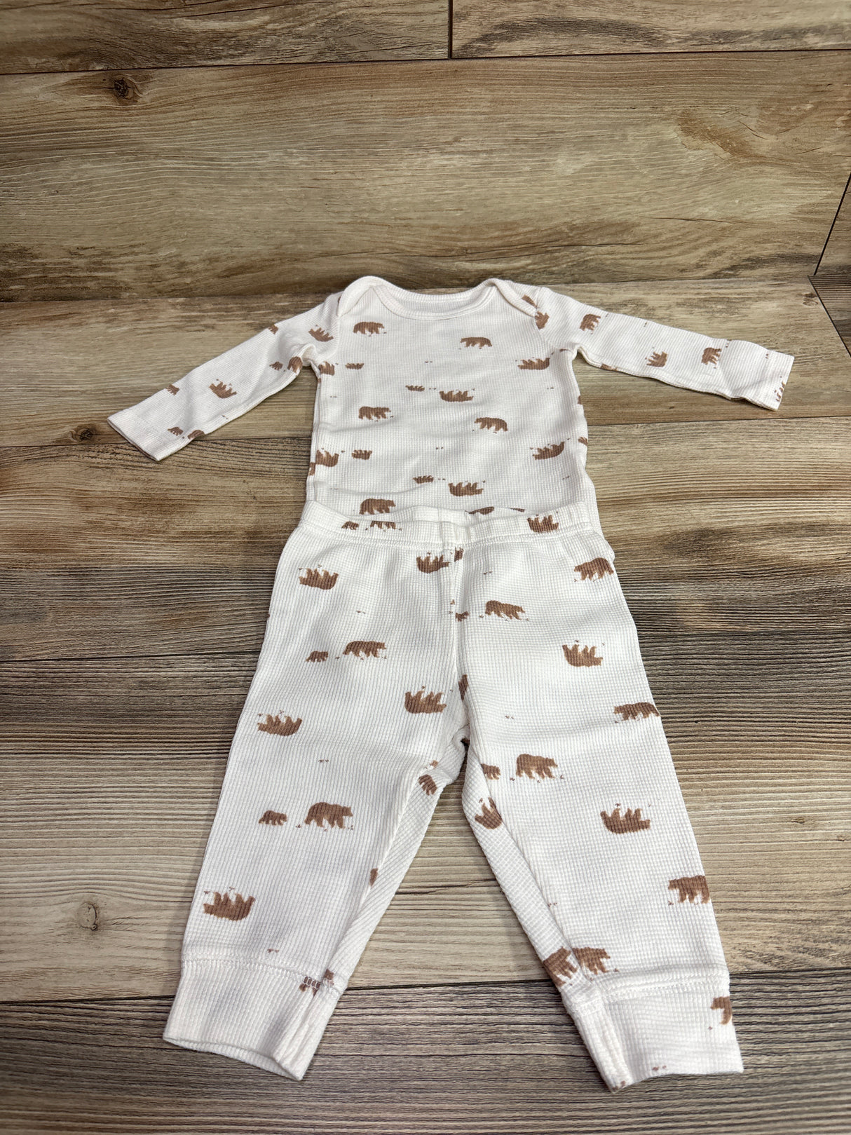 Just One You 2pc Waffle Knit Bodysuit & Bottoms Set White sz 6m