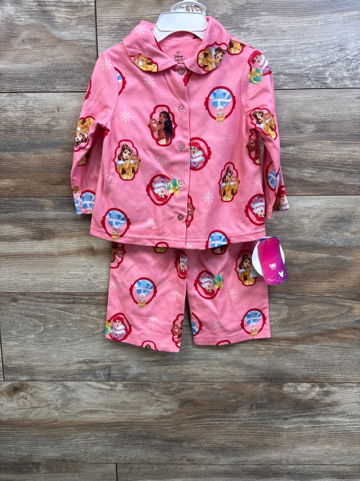 NEW Disney Princess 2pc Coat Style Pajama Set Pink sz 2T
