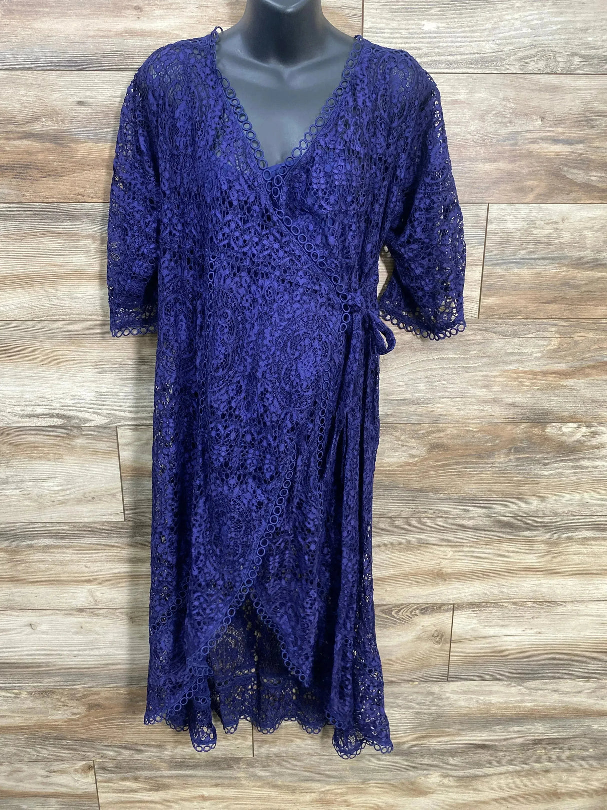 NEW Asos Maternity Lace Wrap Midi Dress Navy sz Medium - Me n Mommy To Be