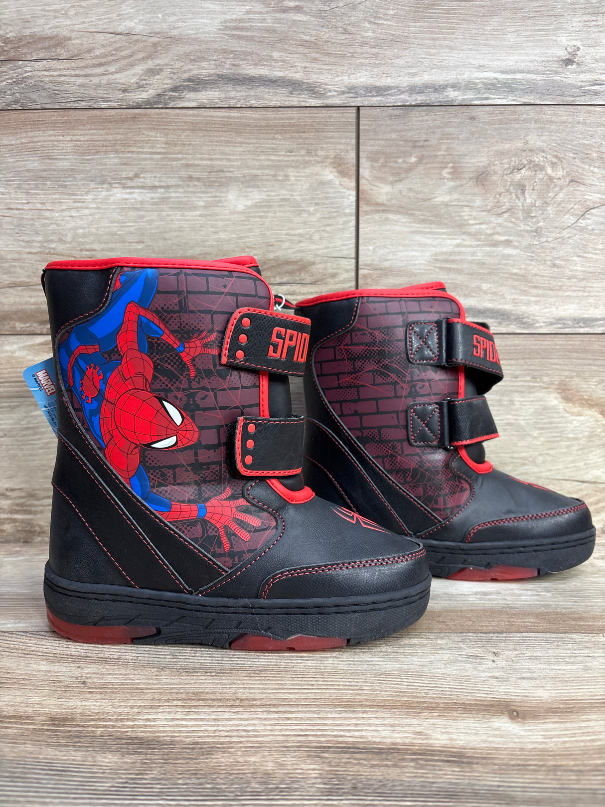 NEW Marvel Spider-Man Light-Up Winter Boots Black sz 1Y