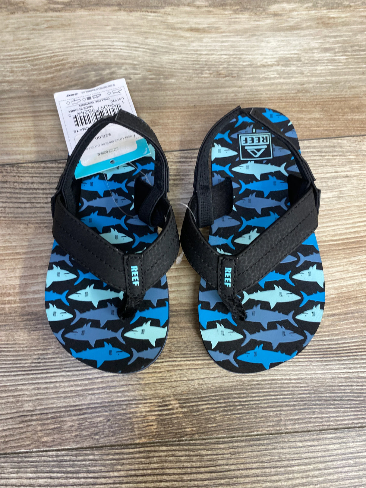 NEW Reef Little Uni Flip Flops in Blue Sharks sz 7c - Me n Mommy To Be