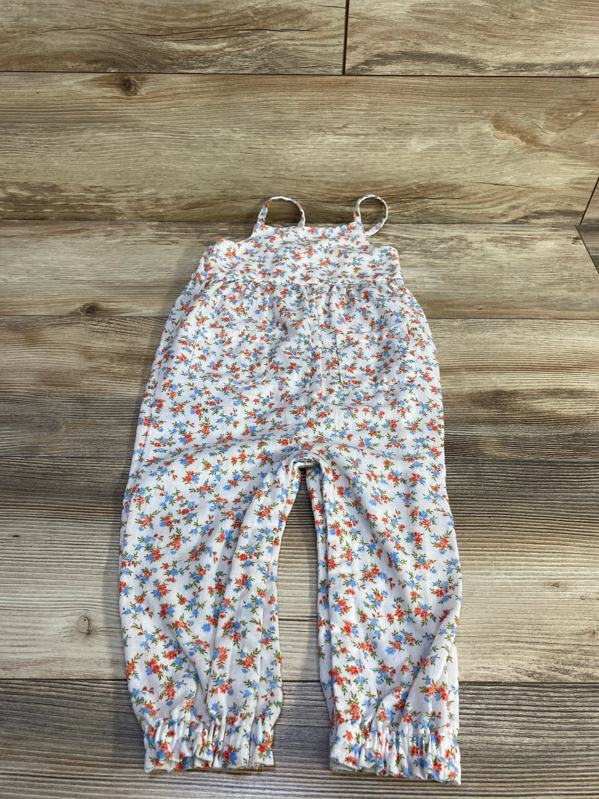 Old Navy Floral Sleeveless Pocket Jumpsuit White sz 18-24m