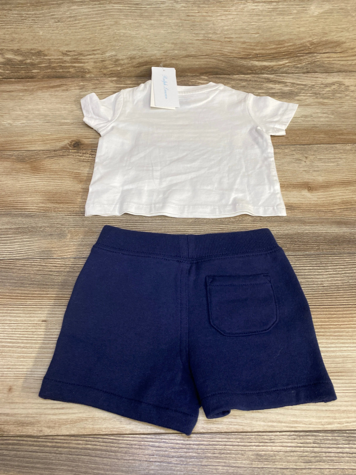 NEW Ralph Lauren 2pc Flag Jersey Tee & Fleece Shorts White sz 3m - Me n Mommy To Be