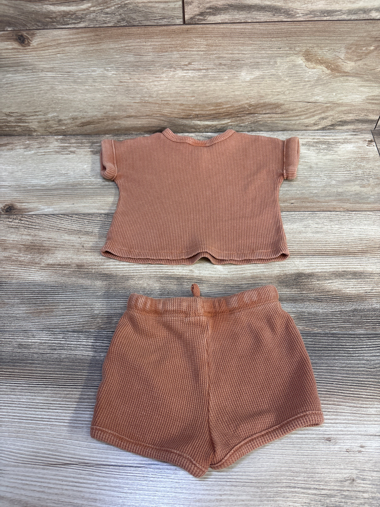Cat & Jack 2pc Waffle Knit Shirt and Shorts Set Rust sz 3-6m