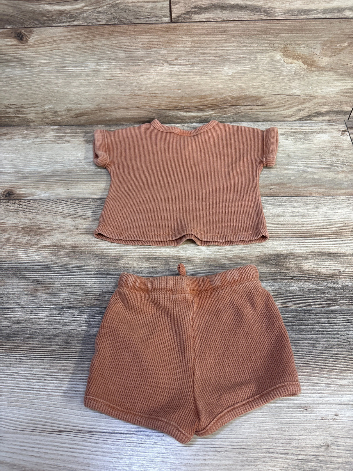 Cat & Jack 2pc Waffle Knit Shirt and Shorts Set Rust sz 3-6m