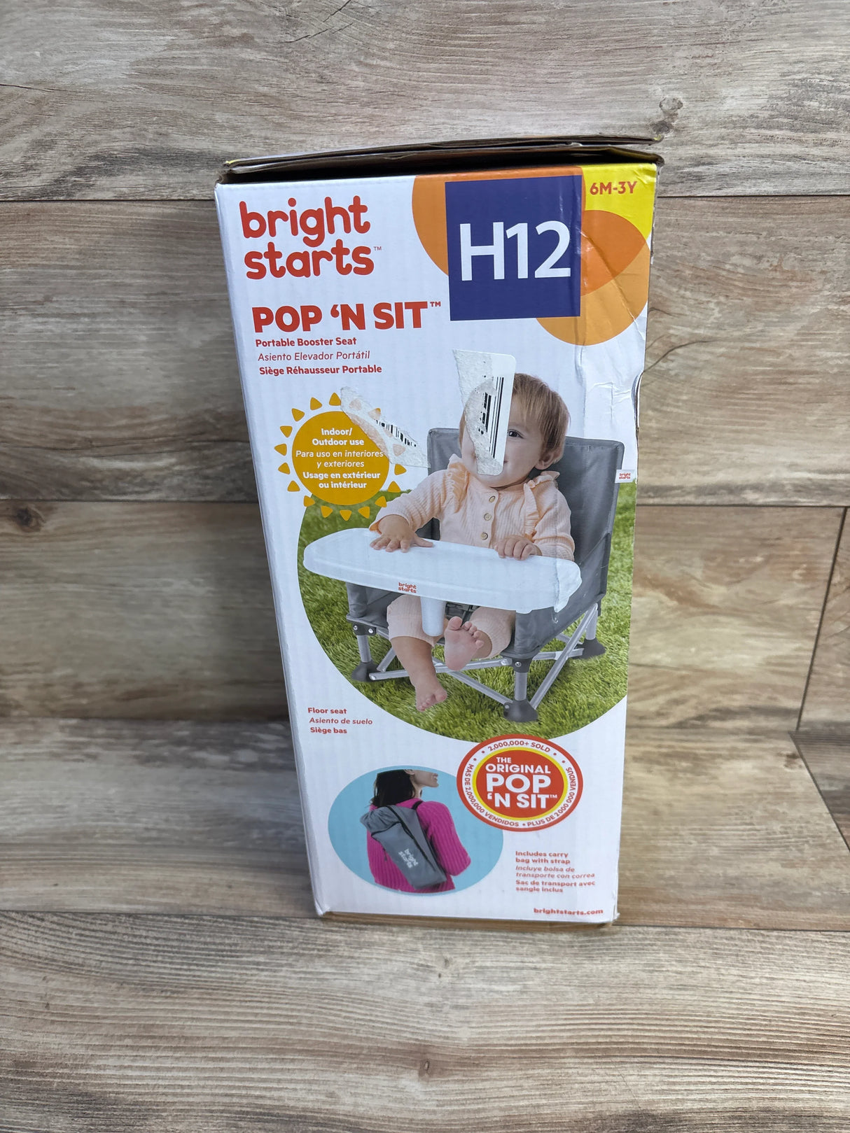 NEW Bright Starts Pop N Sit Portable Booster Seat Grey