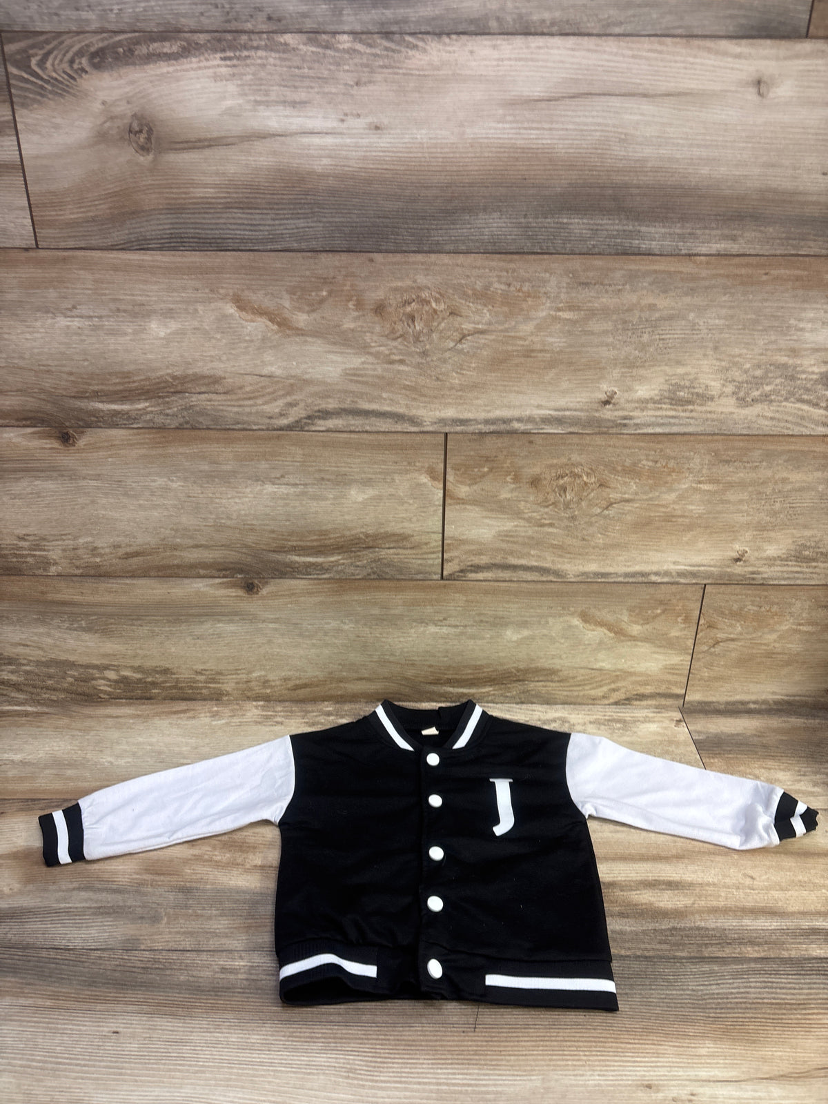 Shein J Patch Varsity Jacket Black sz 4T
