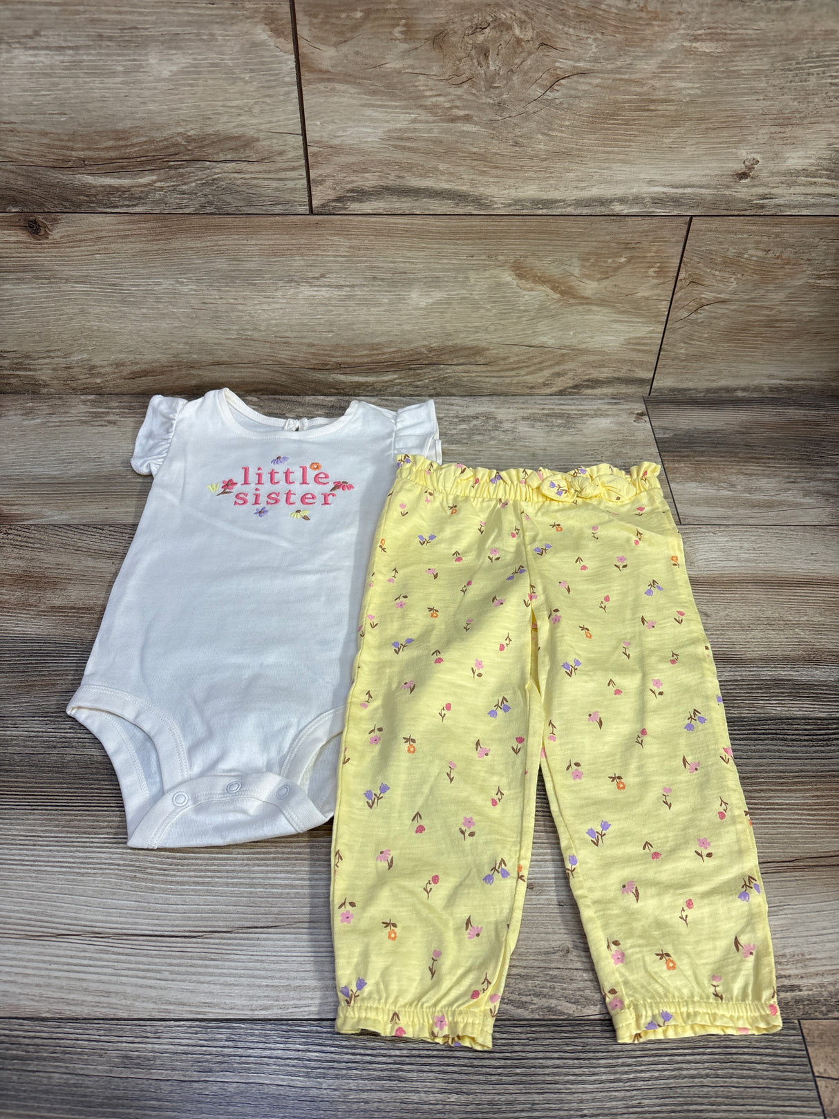 NEW Carter's 2pc Little Sister Bodysuit & Pants Set Ivory sz 18m