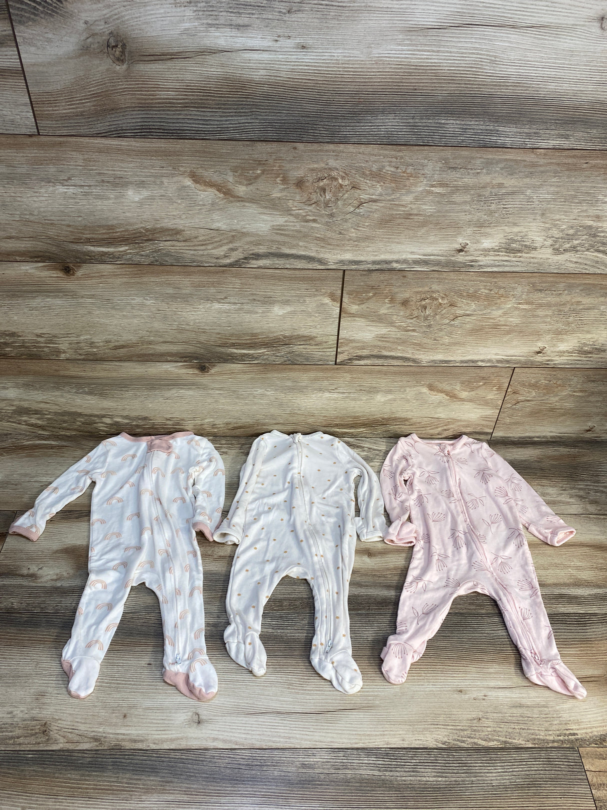 Cloud Island 3pk Rainbow Print Sleeper Cream sz 0-3m