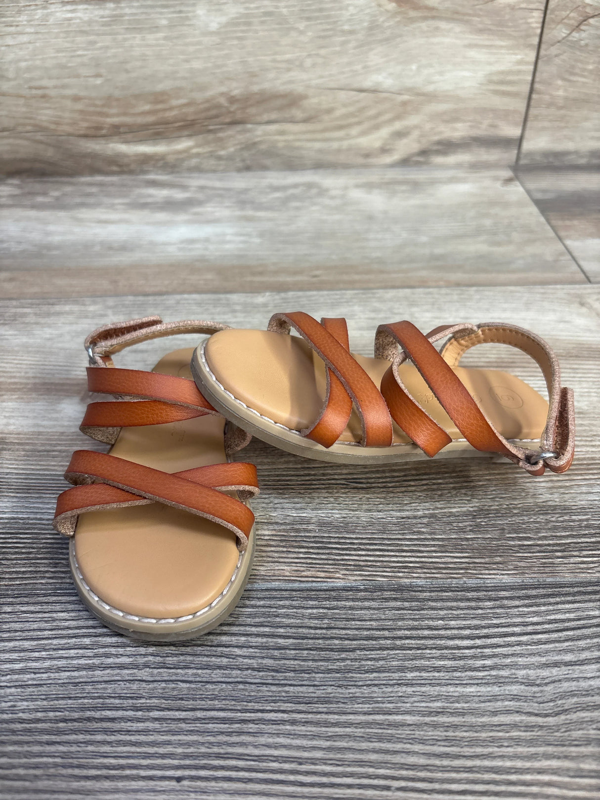 Cat & Jack Strappy Sandals Brown sz 6c