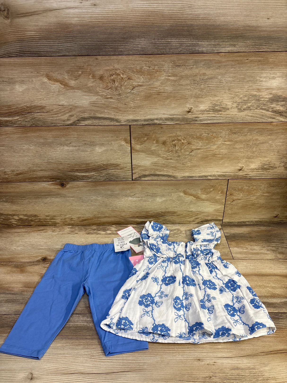 NEW Rare Editions 2pc Embroidered Dress & Leggings Set White sz 24m