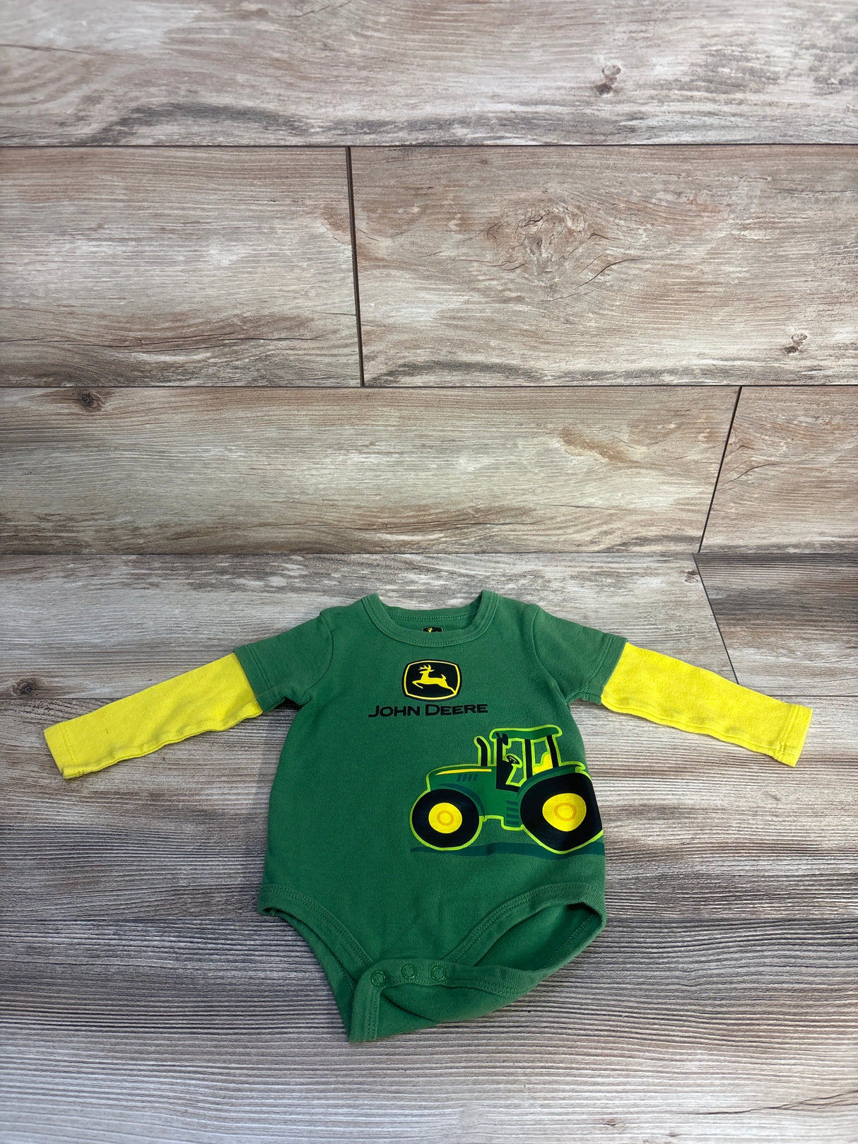John Deere Layered Sleeve Bodysuit Green sz 6/9m