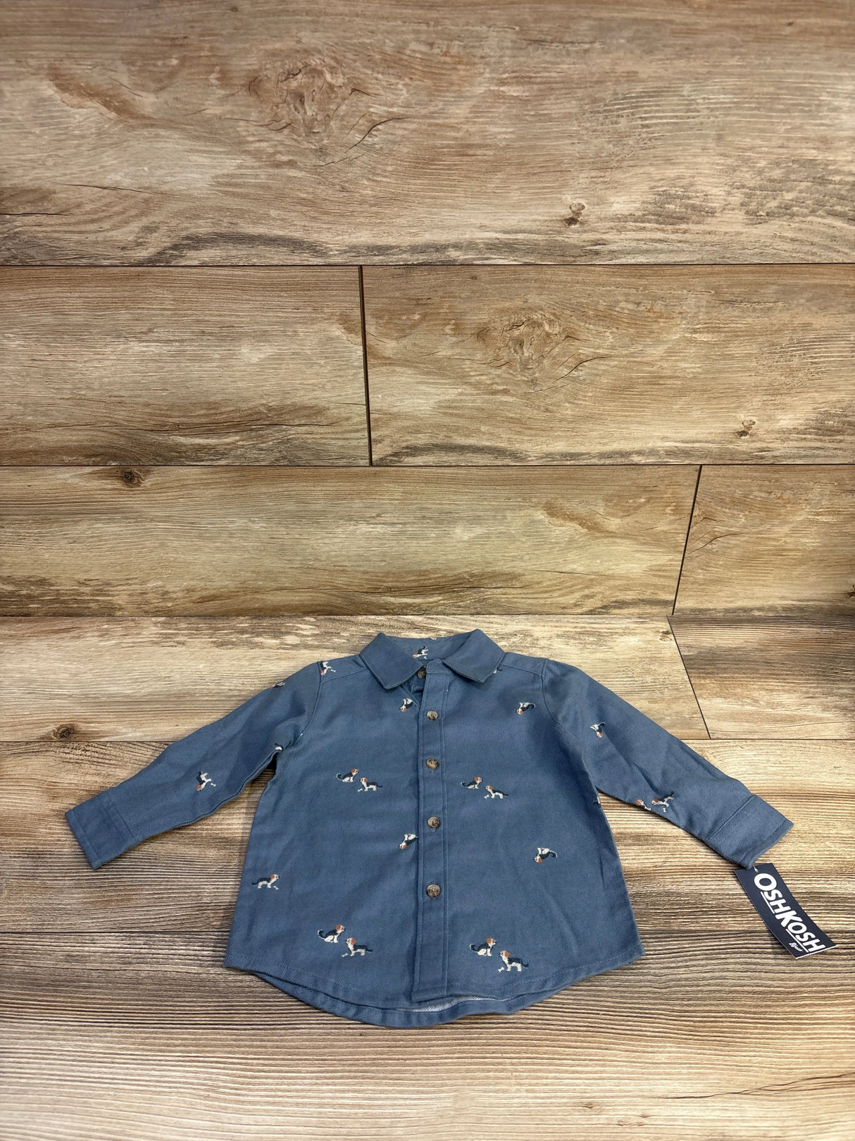 NEW OshKosh Button Up Shirt Blue sz 12m
