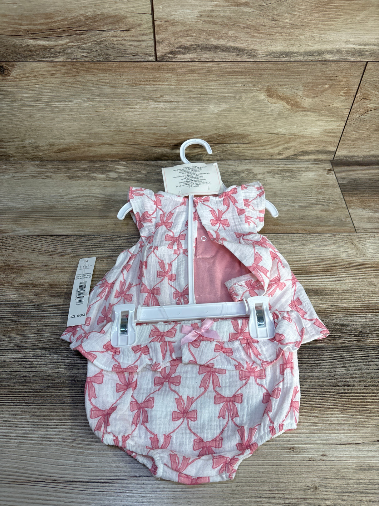 NEW Nicole Miller 4pc Gauze Bow Print Bodysuit Dress Set White sz 0/3m