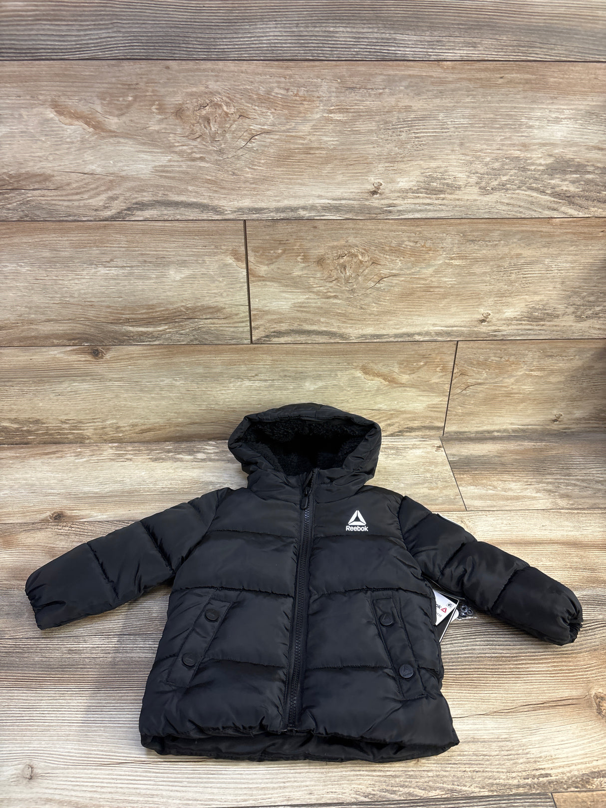 NEW Reebok Hooded Heavyweight Puffer Jacket Black sz 12m