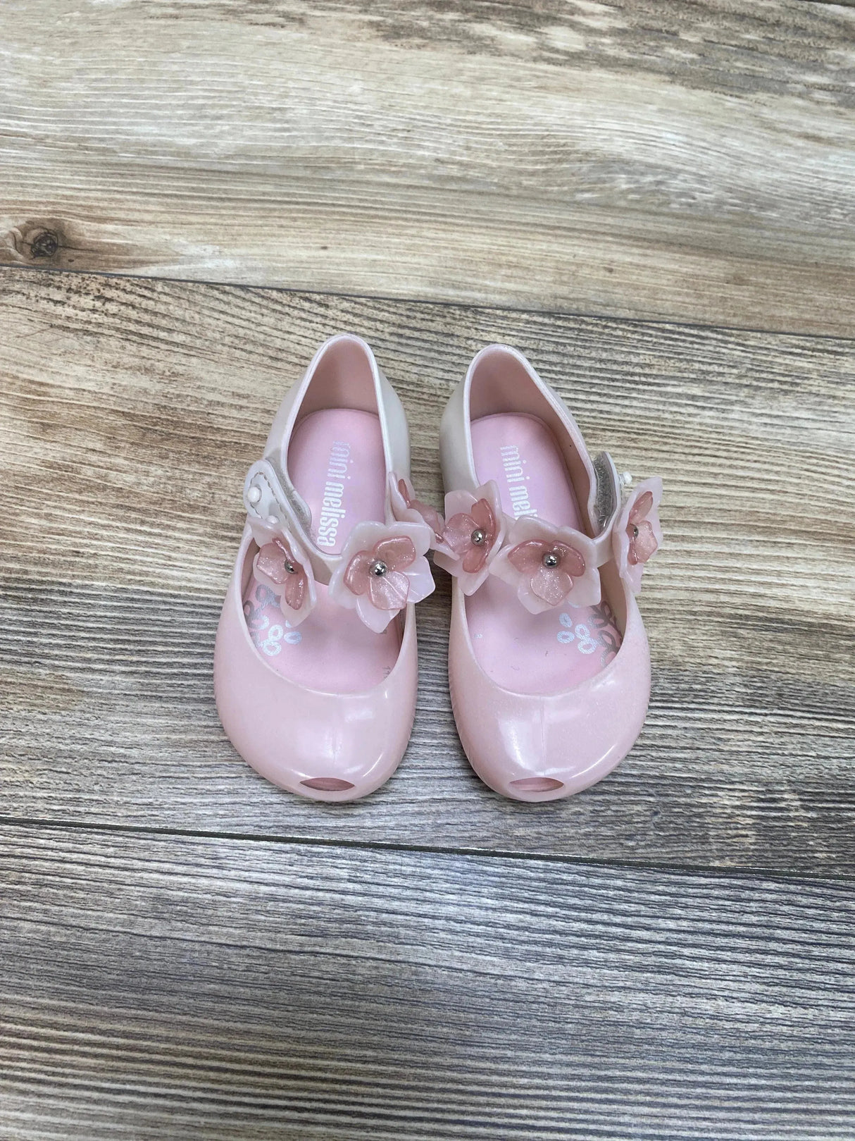 Mini Melissa Jelly Ultragirl Flowers Mary Jane Flats Pink sz 5c - Me n Mommy To Be