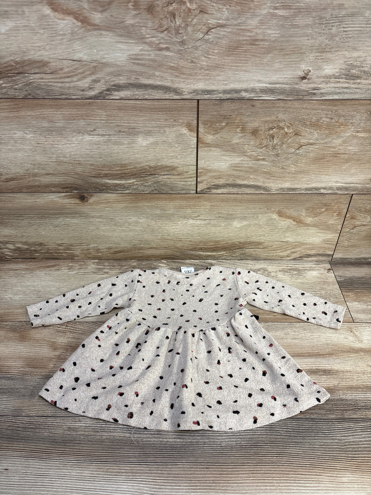 Zara Knit Long Sleeve Dress Tan sz 6-9m