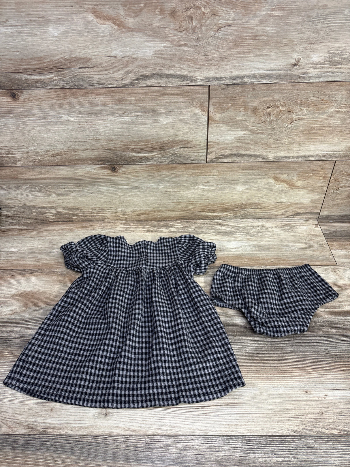 Tucker + Tate 2pc Gingham Dress & Bloomers Set Grey sz 18m