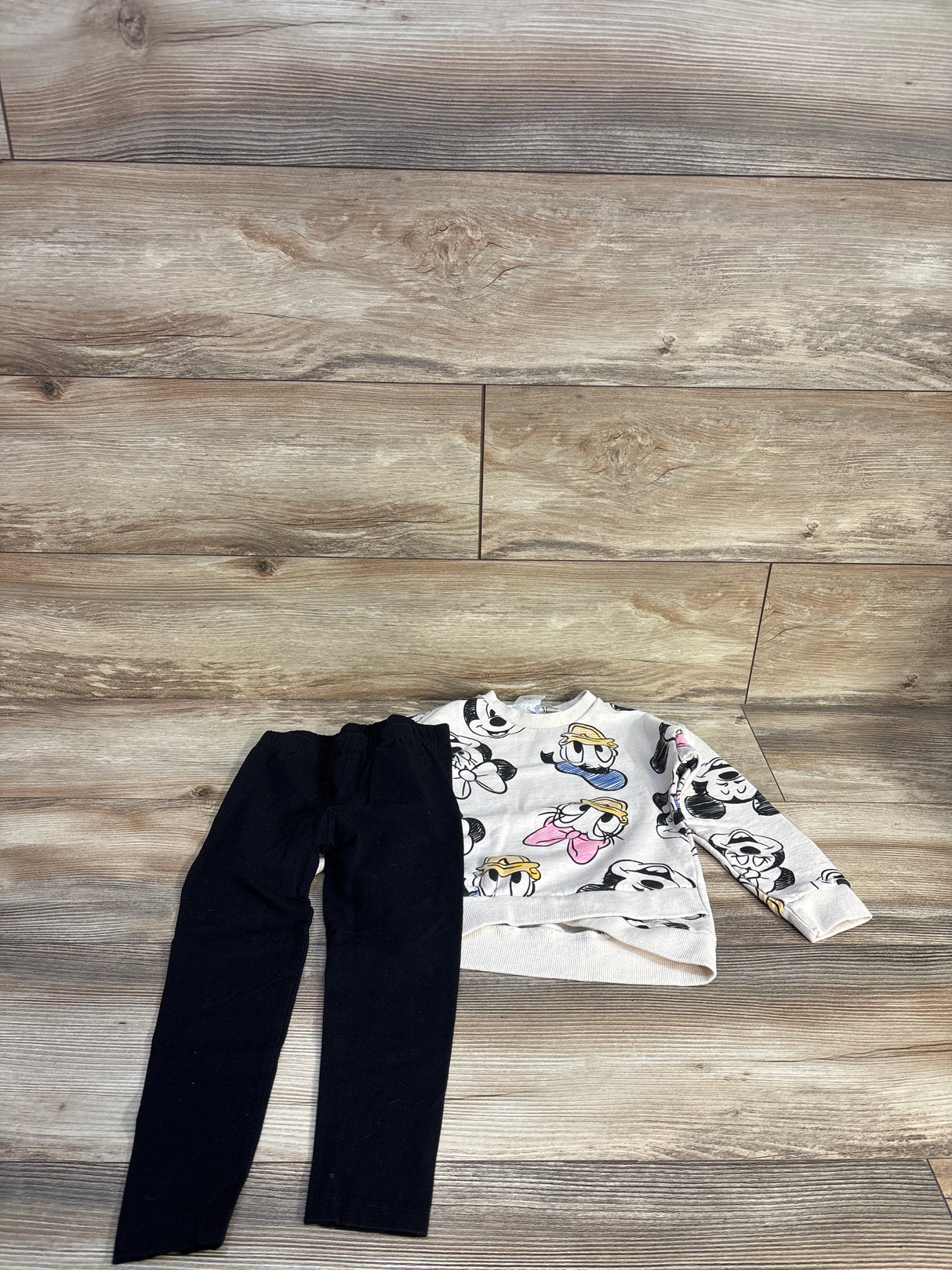 Disney Minnie MOuse 2pc Sweatshirt & Leggings Set Ivory sz 4T