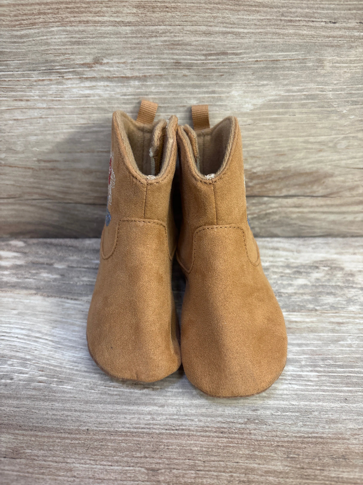 Old Navy Faux-Suede Embroidered Western Booties Brown sz 3/4c