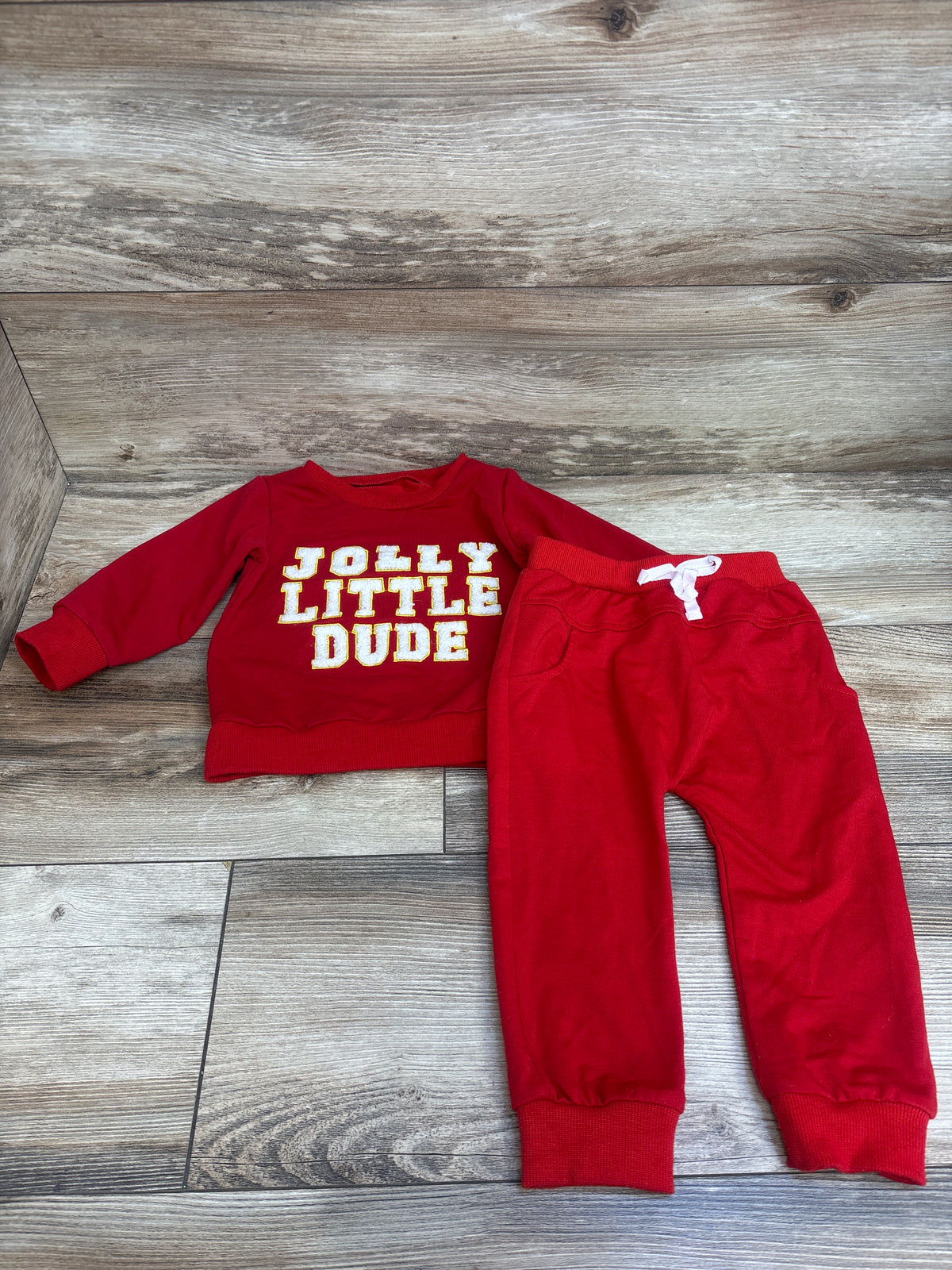 Jolly Little Dude 2pc Sweatshirt & Joggers Set Red sz 12-18m