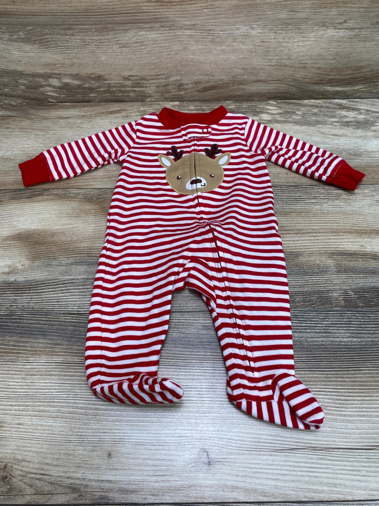 Carter's Striped Reindeer Sleeper Red sz 3m - Me n Mommy To Be