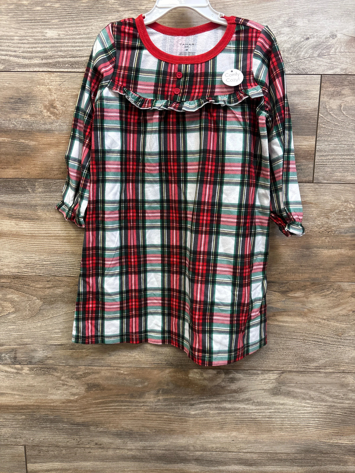 NEW Tahari Girl Plaid Nightgown Red sz 3T