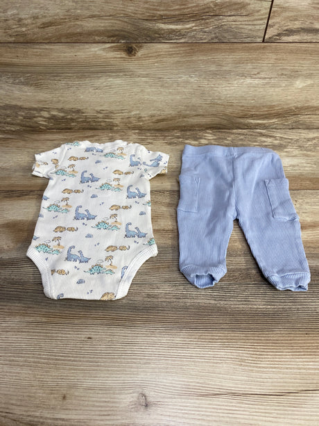 Liam & James 2pc Dino Bodysuit & Pants White sz 3-6m - Me n Mommy To Be