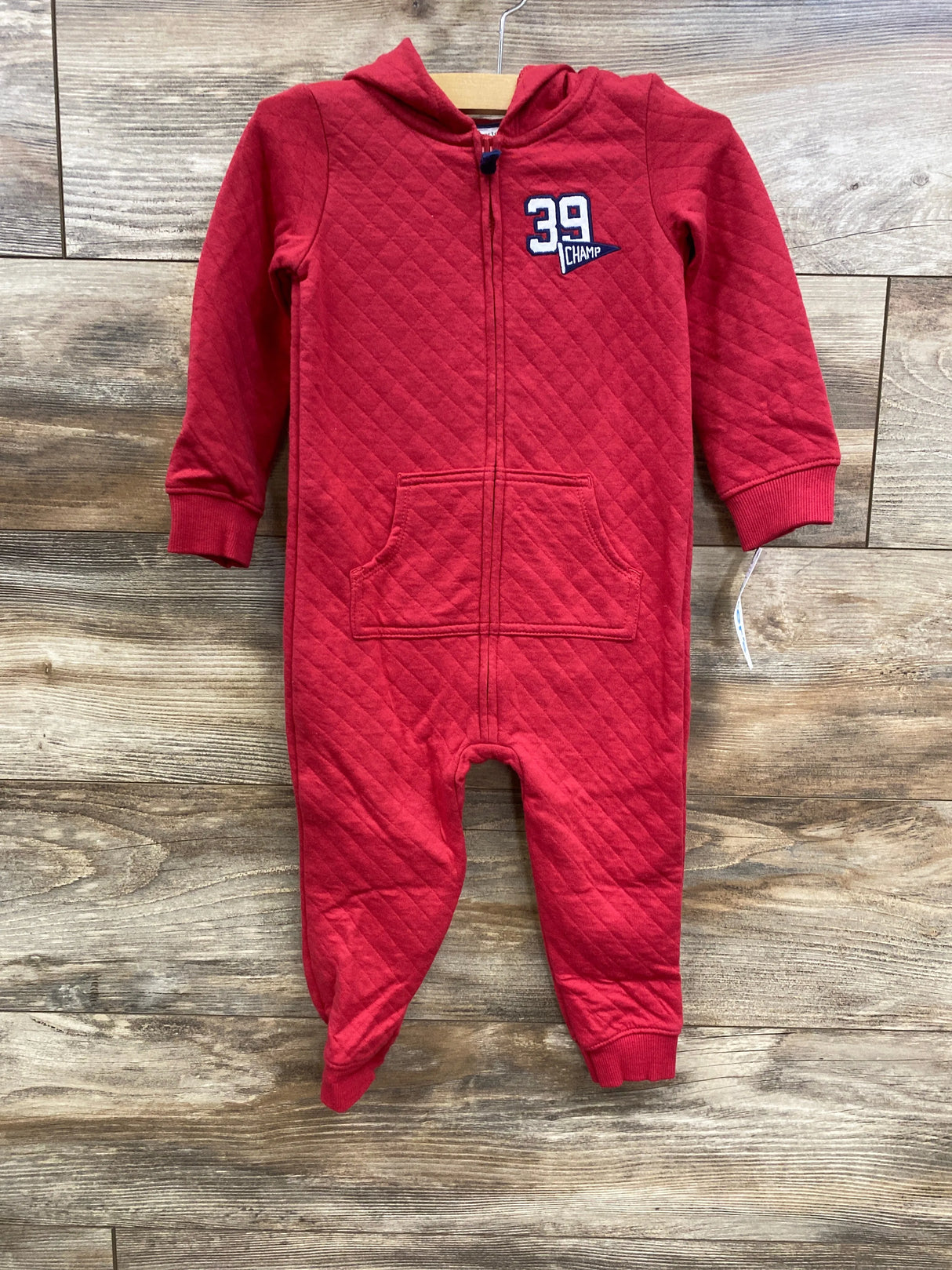 NEW Carter's Champ Textured Hooded Coverall Red sz 24m