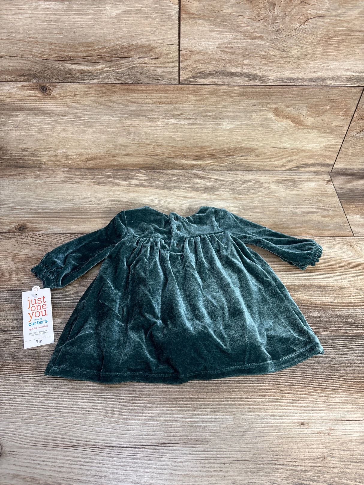 NEW Just One You Velvet Long Sleeve Bodysuit Dress Green sz 3m