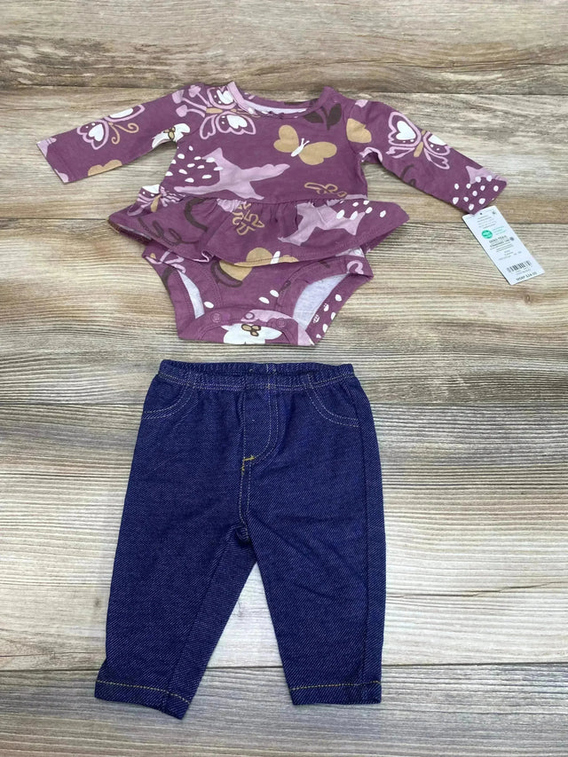 NEW Carter's 2pc Butterfly Skirted Bodysuit & Pants Purple sz Newborn - Me n Mommy To Be