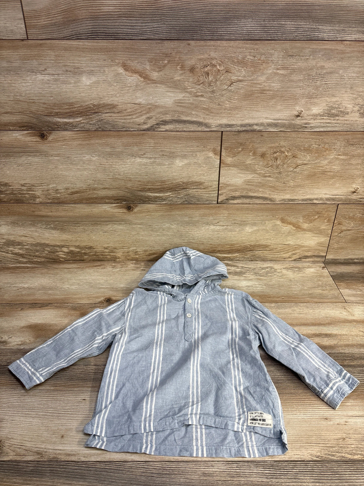 Zara Hooded Button Up Shirt Blue sz 2-3T