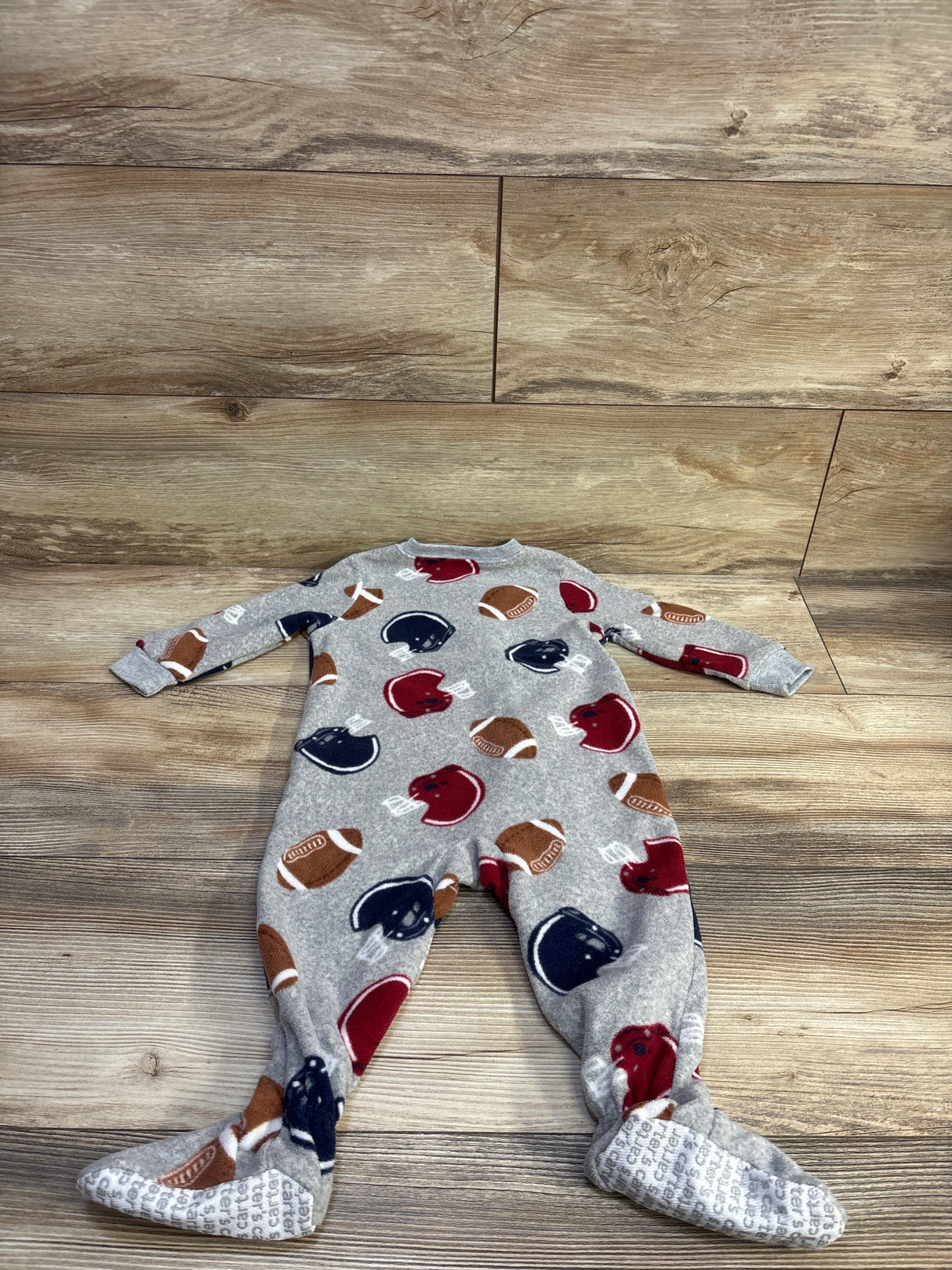 Carter's Football Blanket Sleeper Grey sz 12m