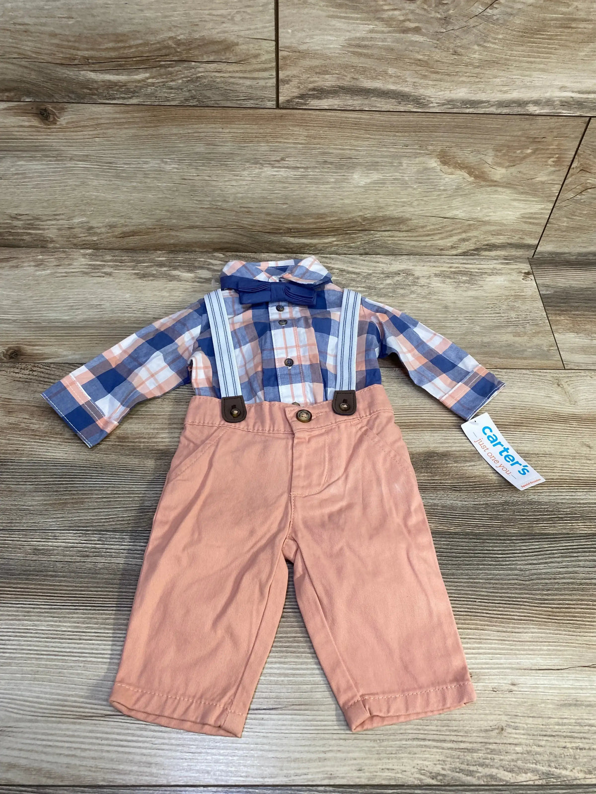 NEW Just One You 4pc Plaid Button-Up Suspender Set Blue sz 3m - Me n Mommy To Be