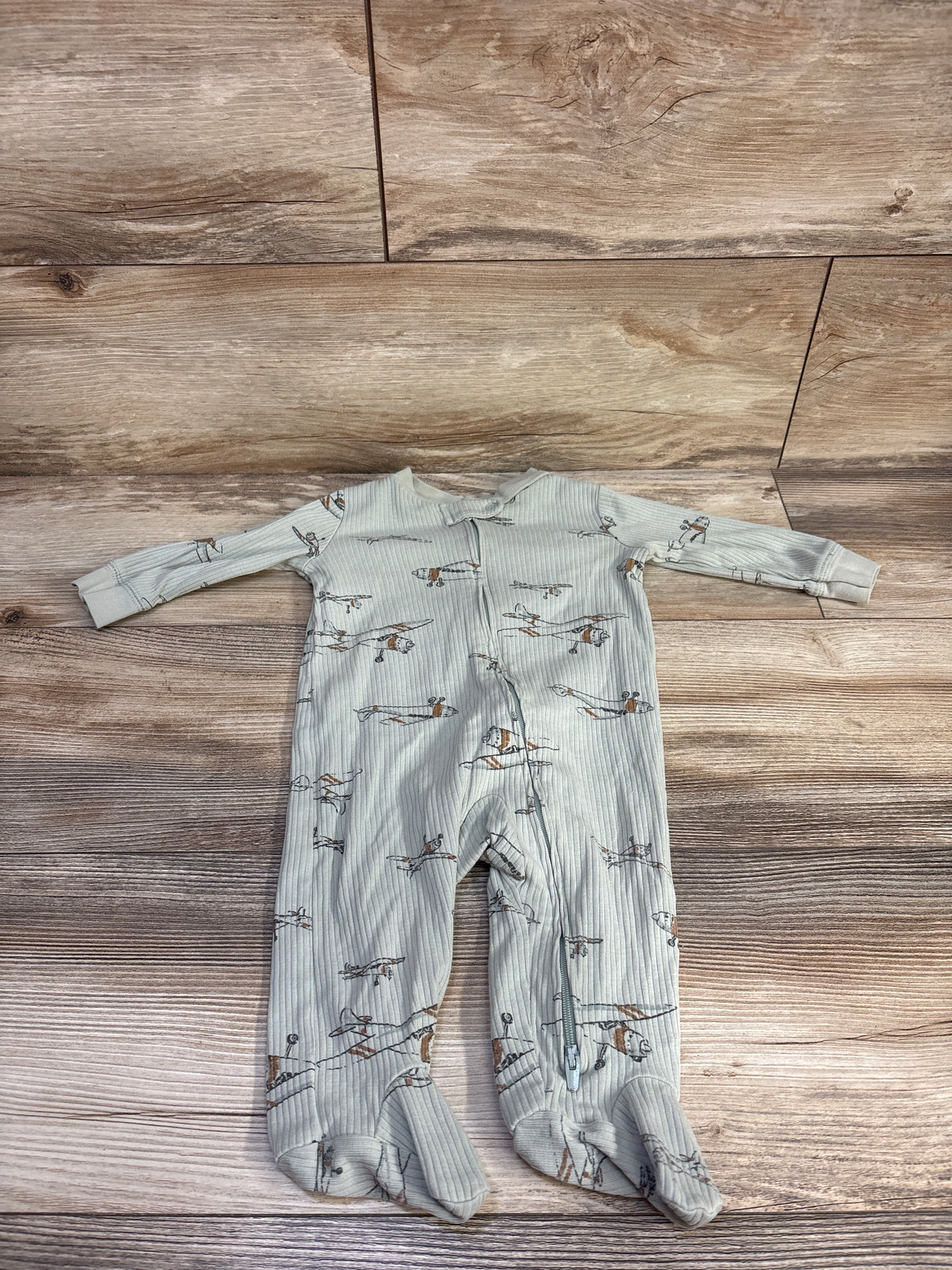 Carter's Ribbed Airplane Sleeper Sage sz 6m