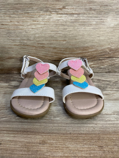 Children's Place Glitter Rainbow Heart Sandals White sz 4c - Me n Mommy To Be