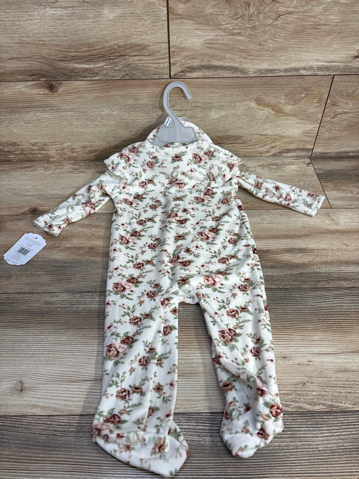 NEW Kyle & Deena 2pc Velour Floral Footed Coverall White sz 6-9m