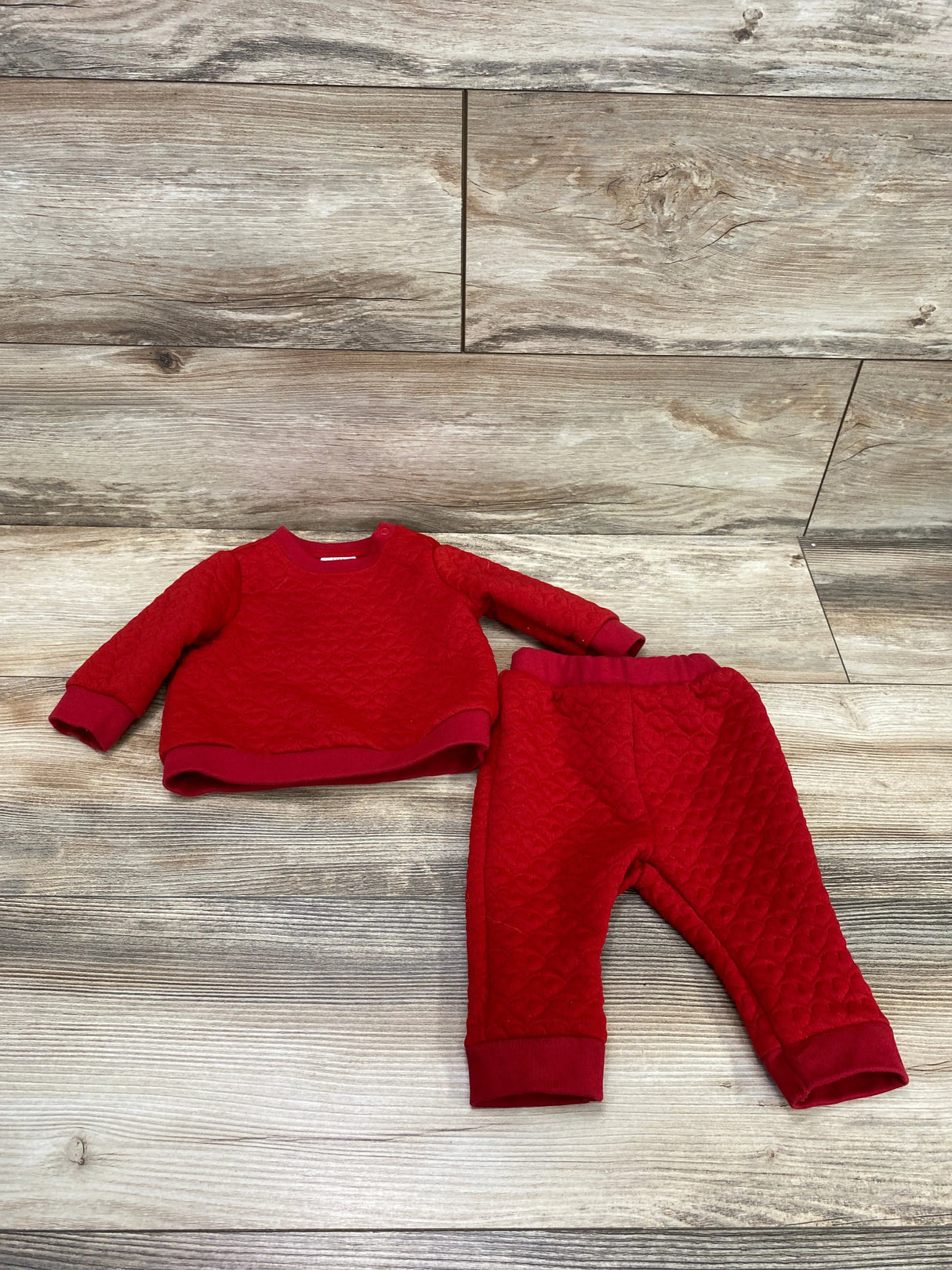 Cat & Jack 2pc Quilted Sweatshirt & Joggers Red sz 3-6m - Me n Mommy To Be