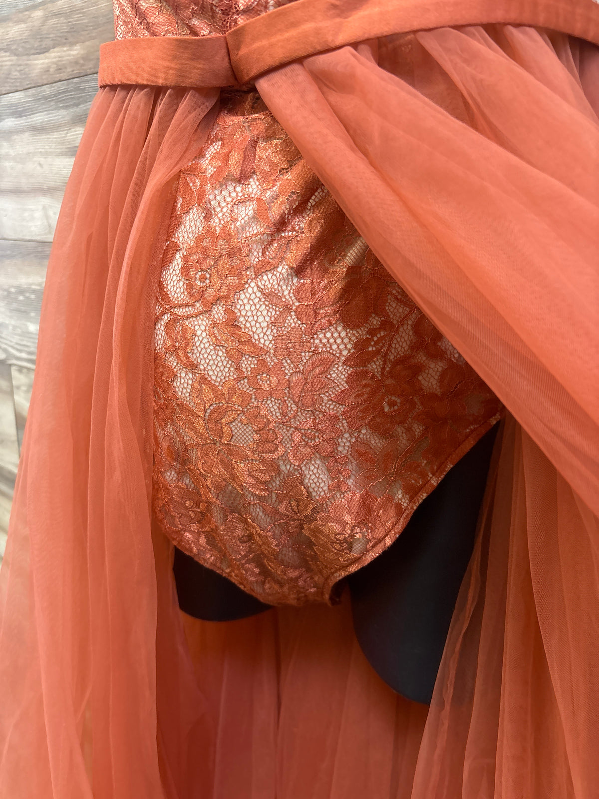 Faeriesty Maternity Mesh Overlay Lace Fall Photography Dress Rust sz XL*
