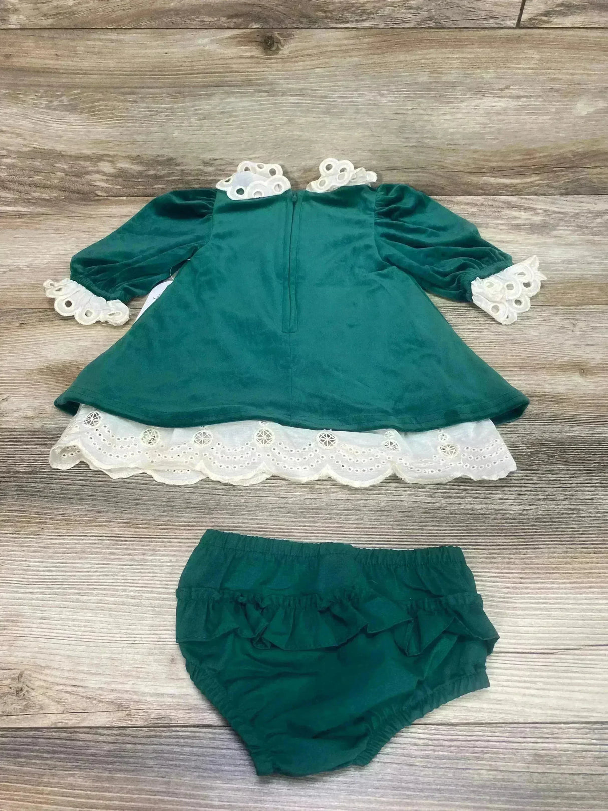 NEW Wonder Nation Velour Holiday Dress & Bloomers Green sz 3-6m - Me n Mommy To Be