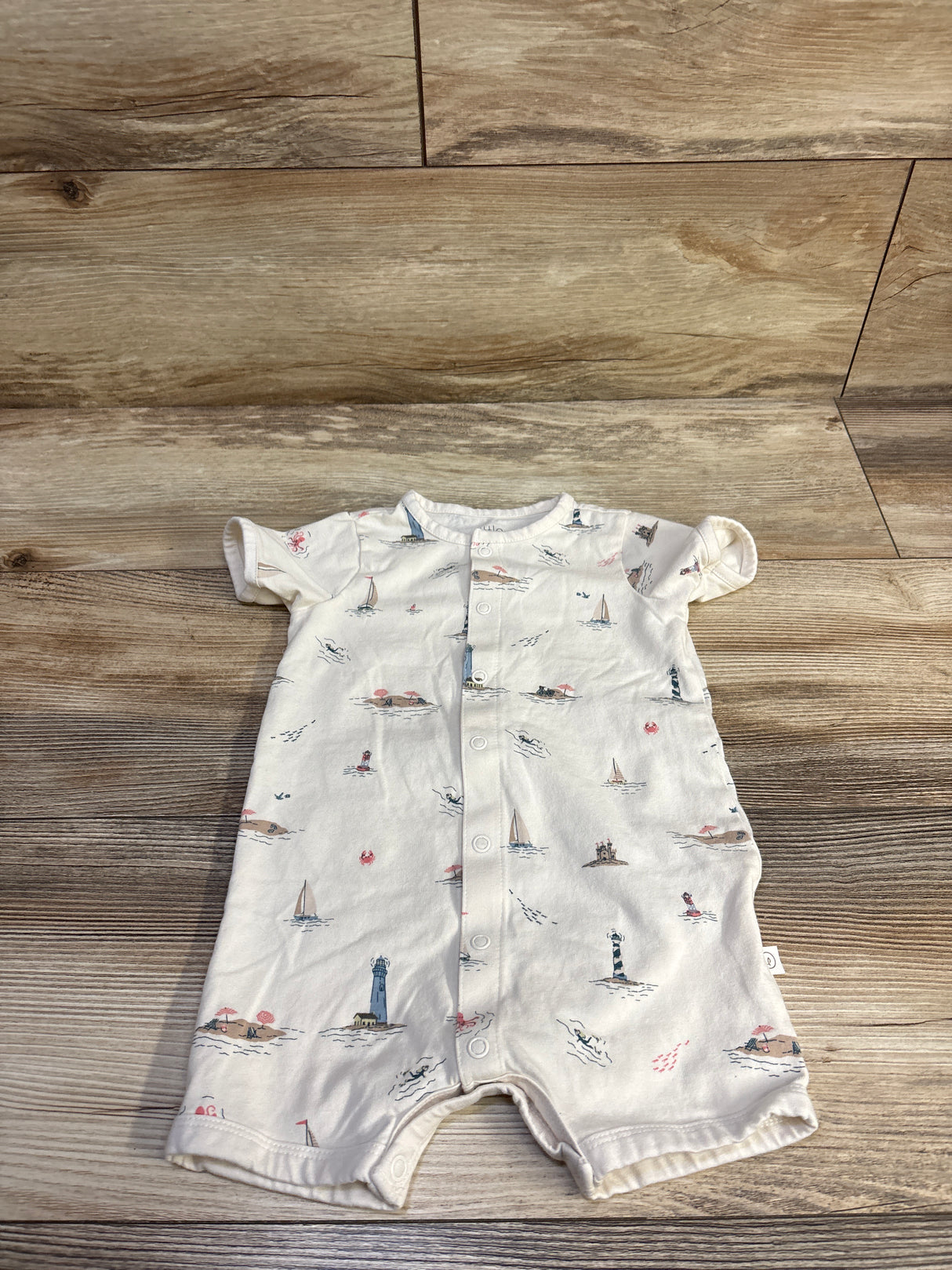 Little Planet Organic Shortie Romper Beige sz 12m