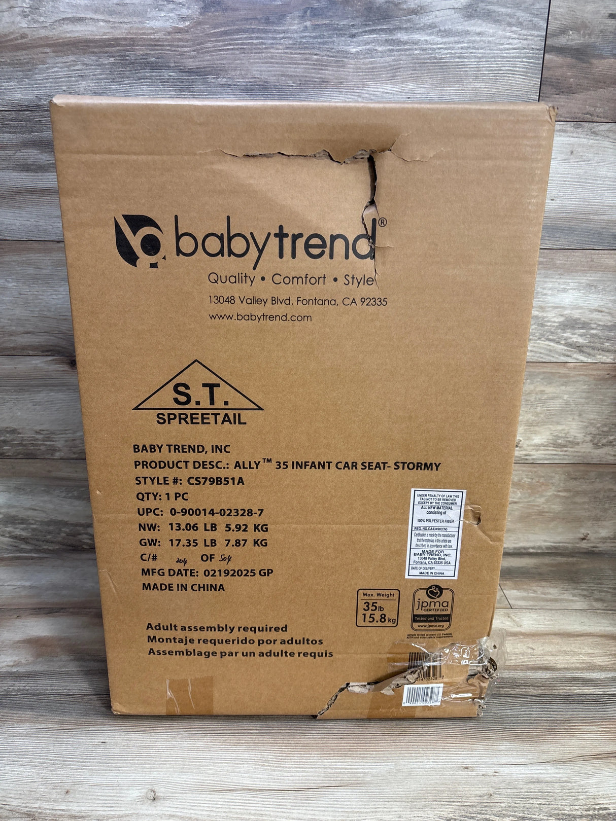 NEW Baby Trend Ally Infant Car Seat - Stormy (Up to 35lbs)