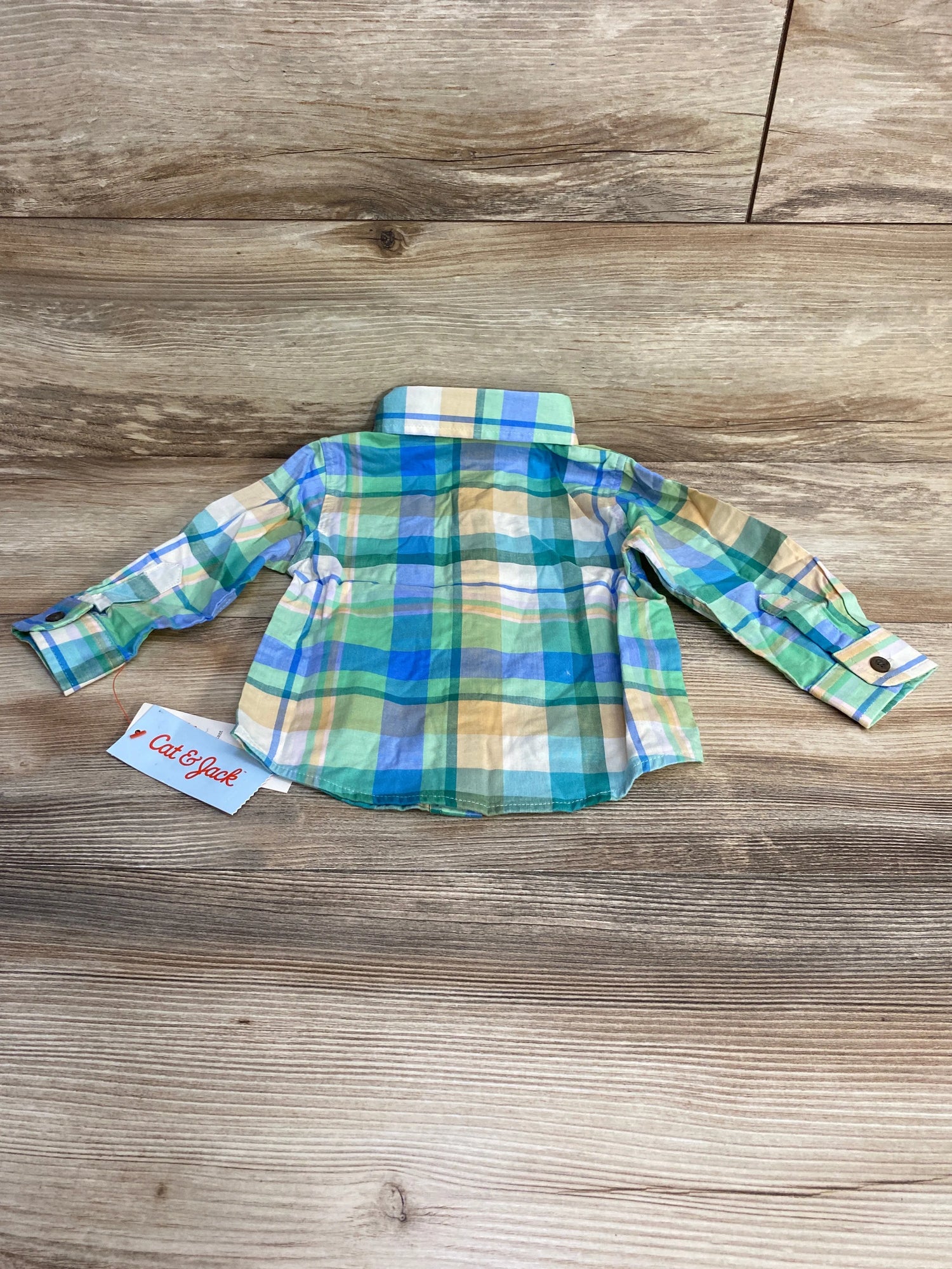 NEW Cat & Jack Plaid Button-Up Shirt Green sz 12m - Me n Mommy To Be