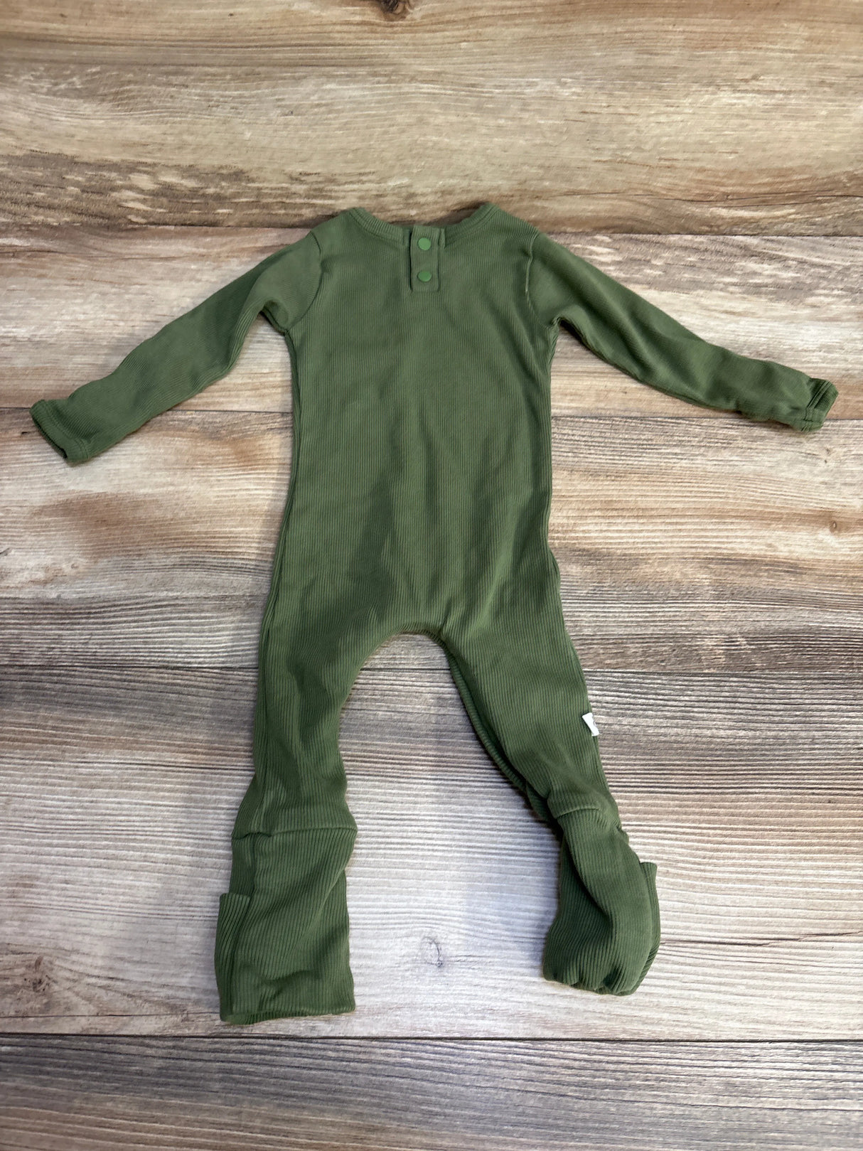 Snuggle Hunny Organic Snugglesuit Convertible Romper Solid Green sz 3-6m