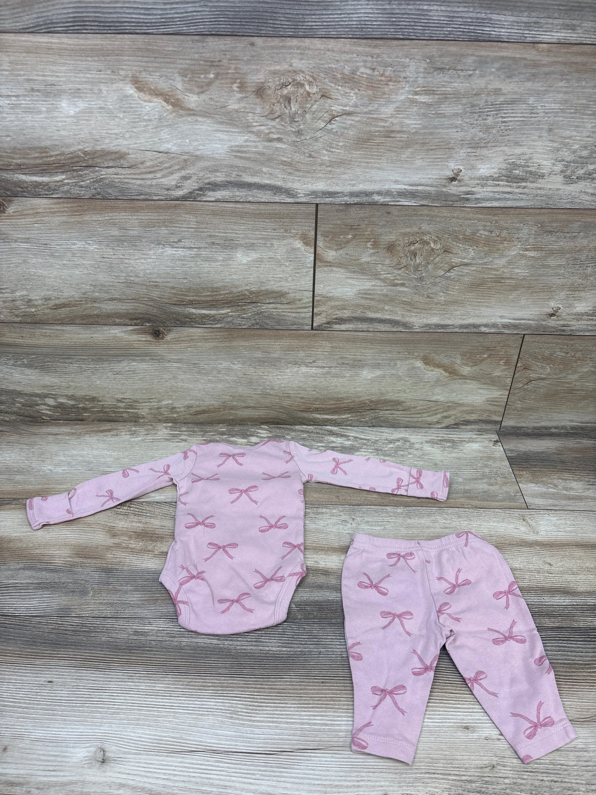 Just One You 2pc Bow Print Bodysuit & Pants Pink sz 3m