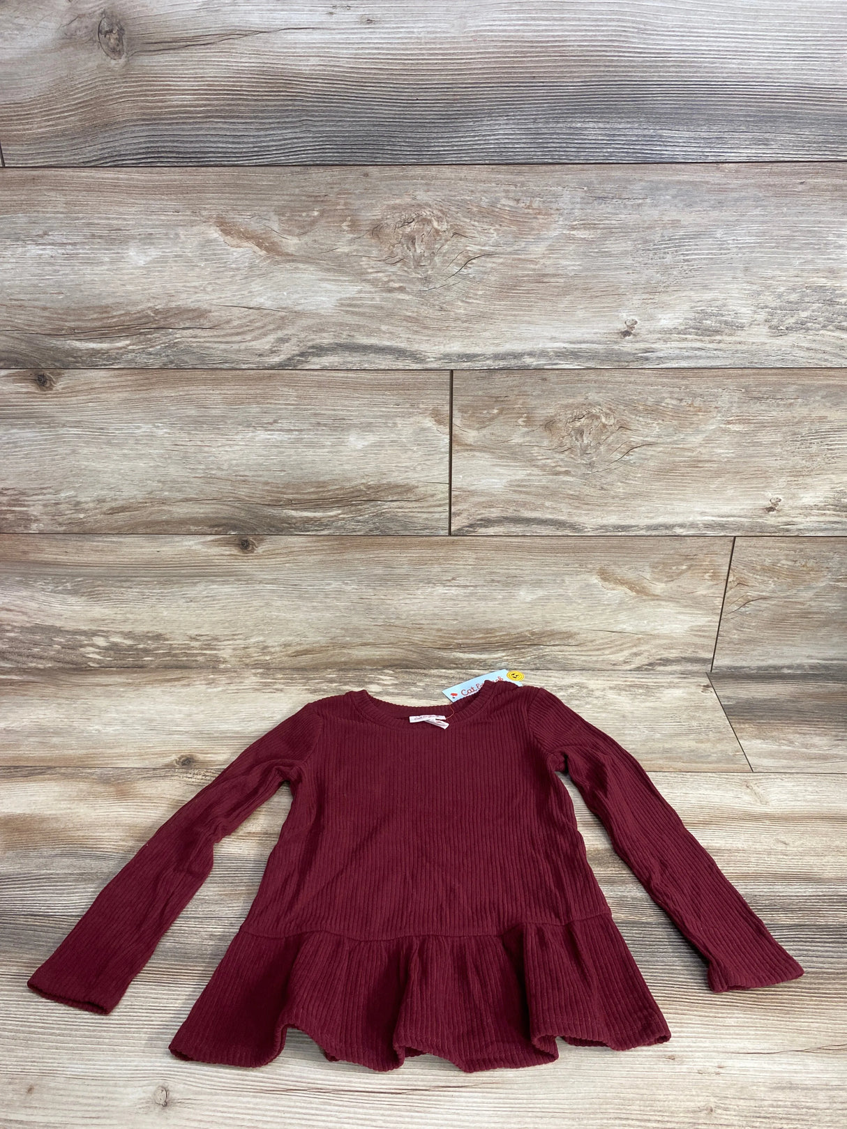 NEW Cat & Jack Ribbed Peplum Top Burgundy sz 5T