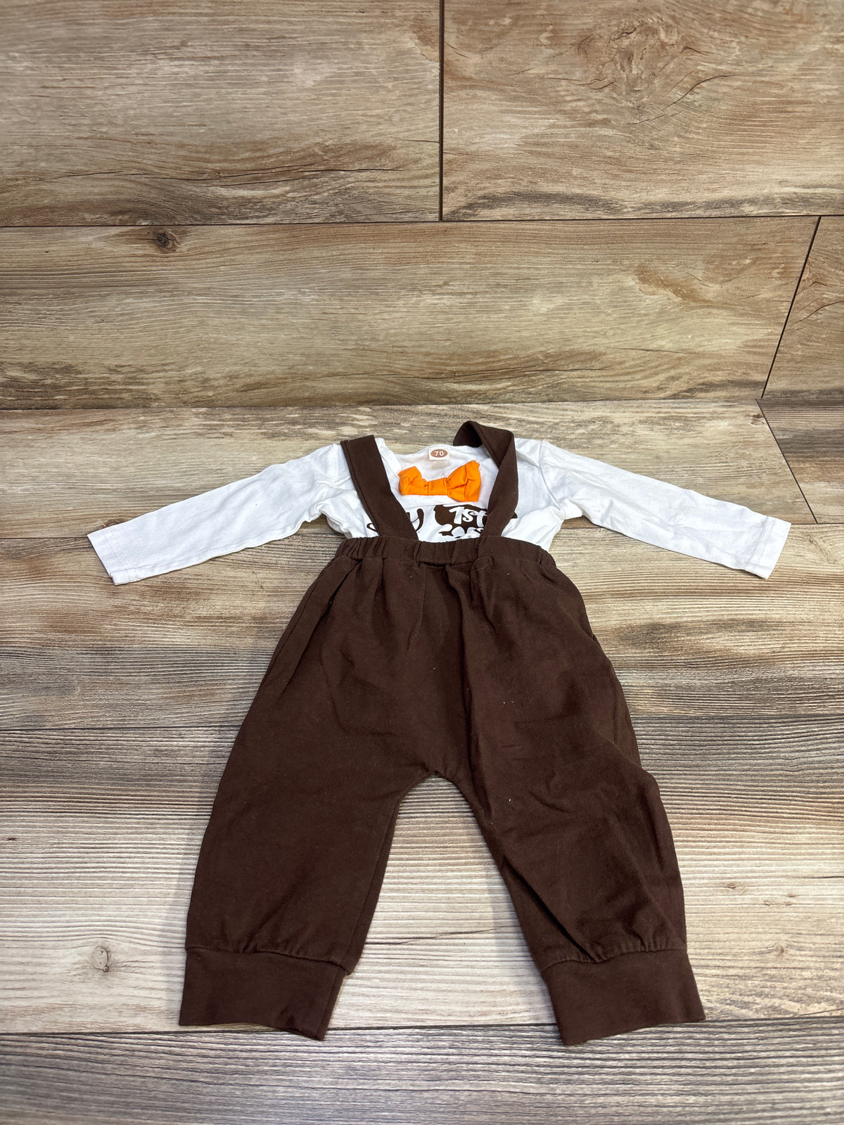BemeyourBBs 2pc My First Thanksgiving Bodysuit & Overalls White sz 6-9m